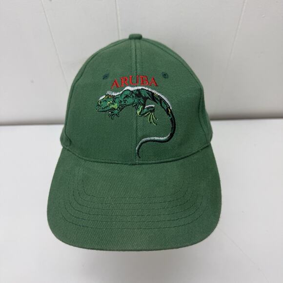 Aruba Hat Cap Green Iguana Embroidered Strapback Adjustable Cotton - Picture 10 of 10